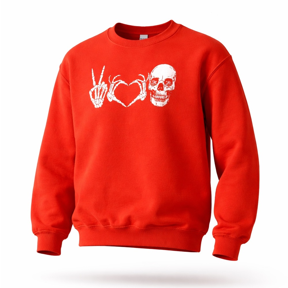 Gildan Orange Graphic Sweatshirt Indie "Peace Love Happiness" Crewneck Small